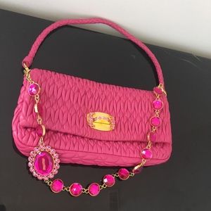 MIU MIU Matelassé leather shoulder bag PINK